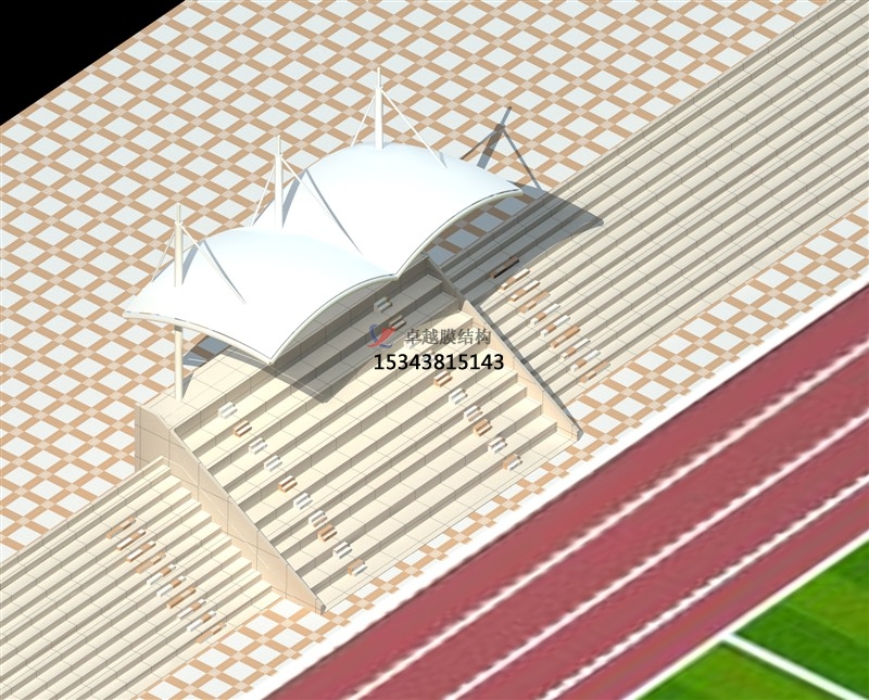 中陽體育公園膜結(jié)構(gòu)【看臺雨棚】門球場案例