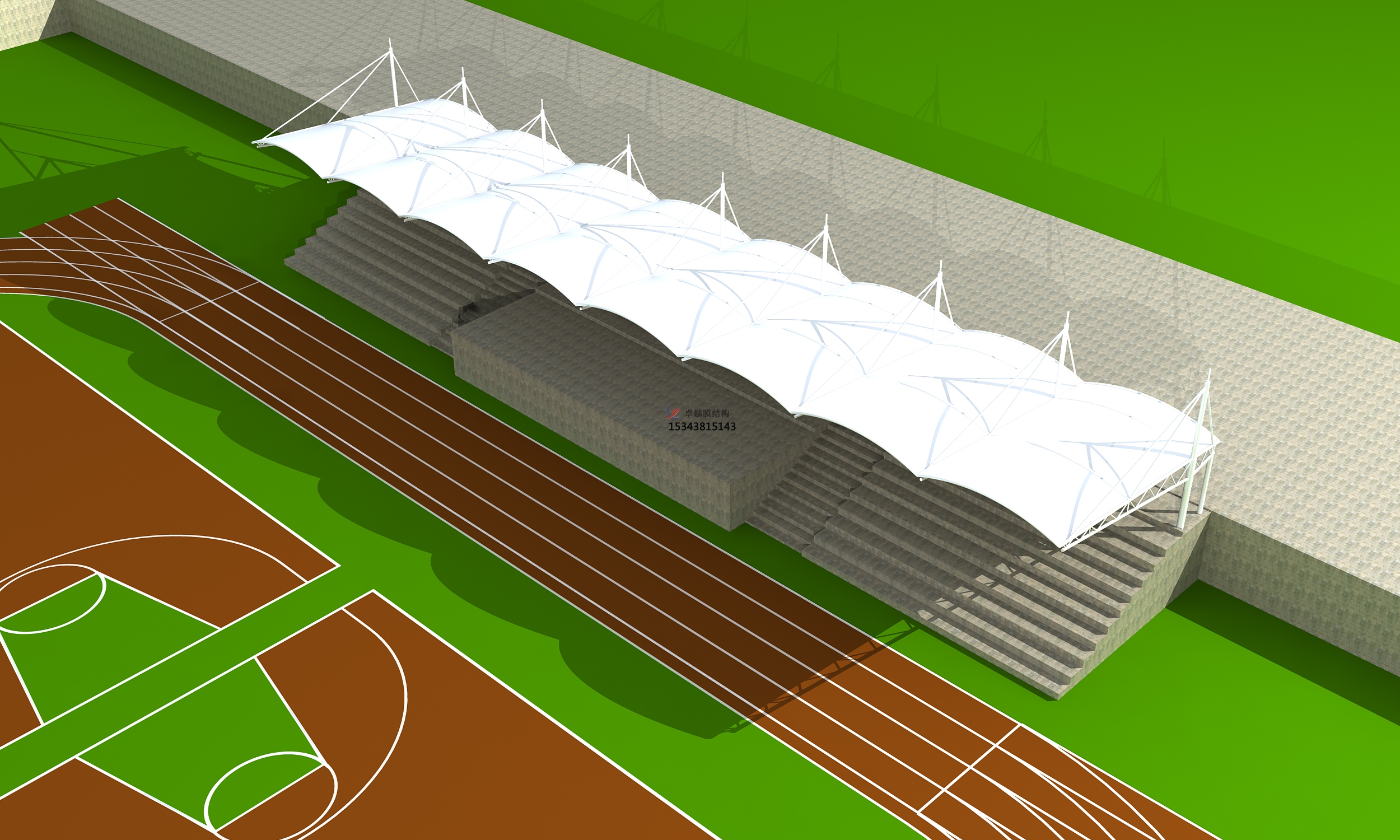 宜君體育公園膜結(jié)構(gòu)【看臺雨棚】門球場案例