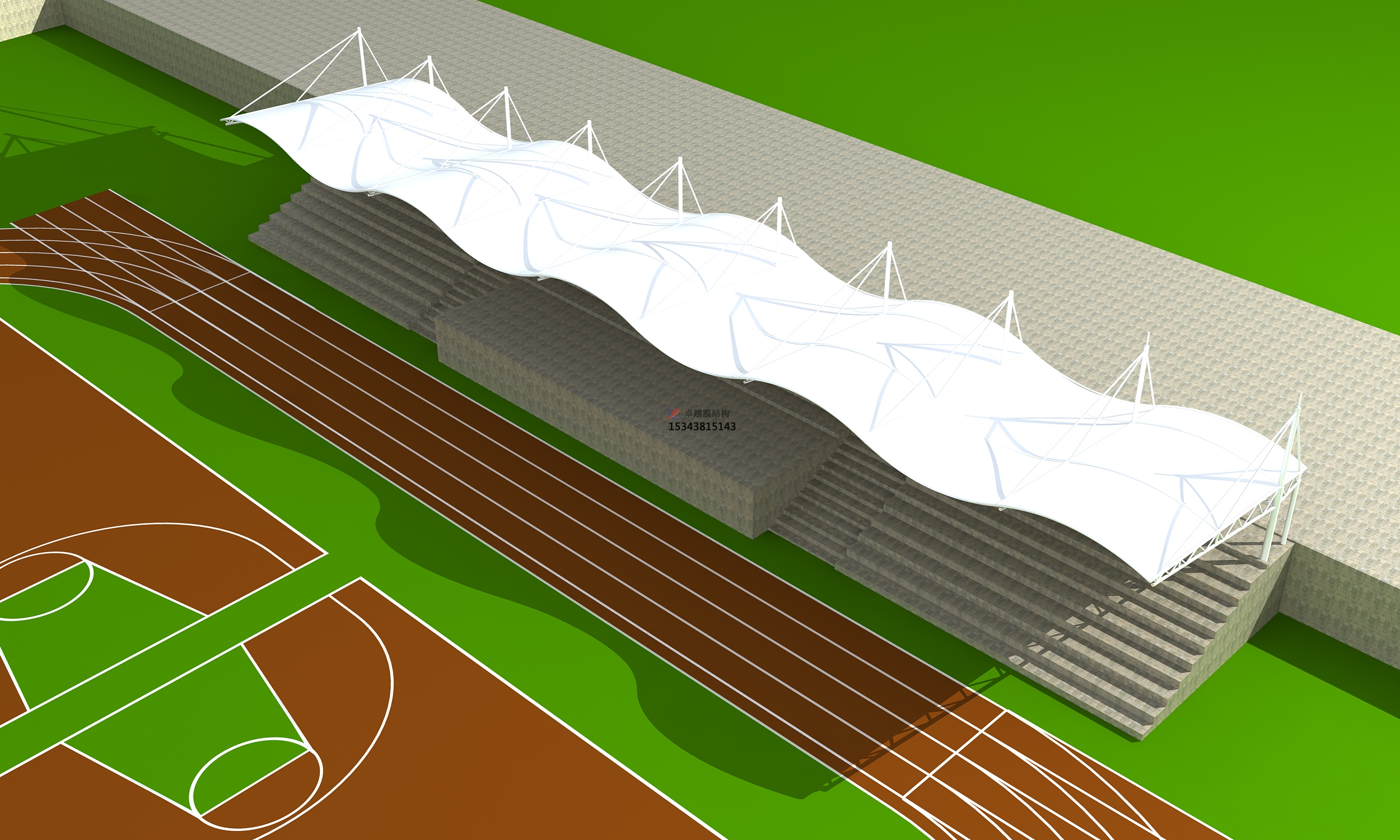 子洲體育公園膜結構【看臺雨棚】門球場案例